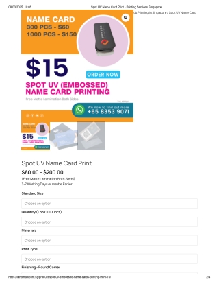 spot uv name card