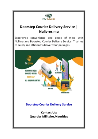 Doorstep Courier Delivery Service  Nulivrer.mu