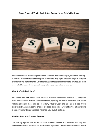 Steer Clear of Toxic Backlinks Protect Your Site’s Ranking