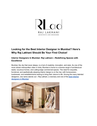 Looking for the Best Interior Designer in Mumbai _