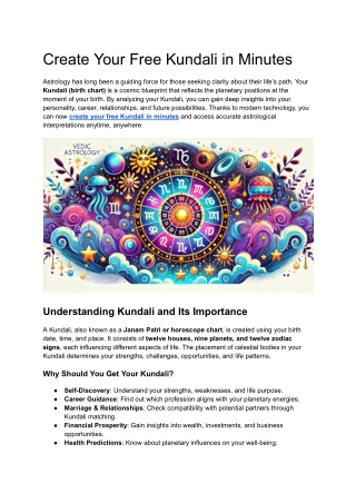 Create Your Free Kundali in Minutes