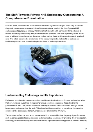 The Shift Towards Private NHS Endoscopy Outsourcing A Comprehensive Examination