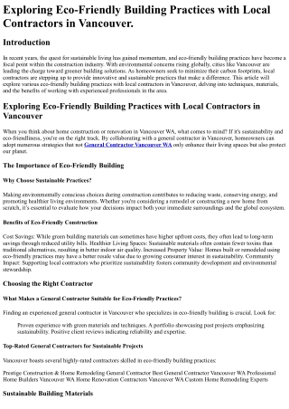 exploring eco friendly building practices with