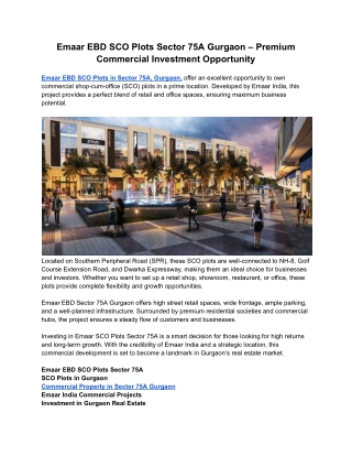 Emaar EBD SCO Plots Sector 75A Gurgaon – Premium Commercial Investment