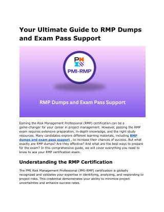 your ultimate guide to rmp dumps and exam pass