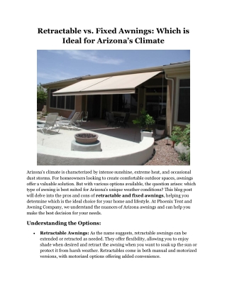 Retractable vs. Fixed Awnings Which is Ideal for Arizona’s Climate