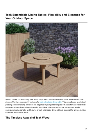 Teak Extendable Dining Tables Flexibility and Elegance for Your OutdoorSpace