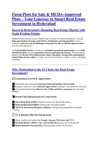 Plots For Sale in Shadnagar | Properties in Hyderabad