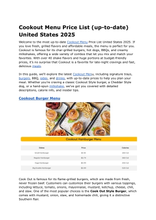 cookout menu price list up to date united states