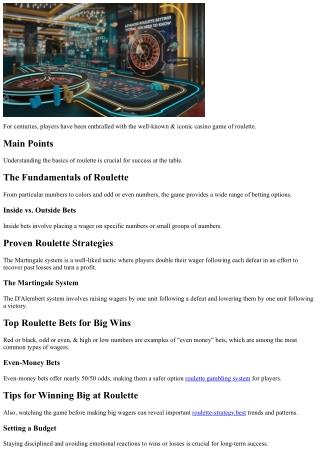 Best Bet on Roulette: Win Big