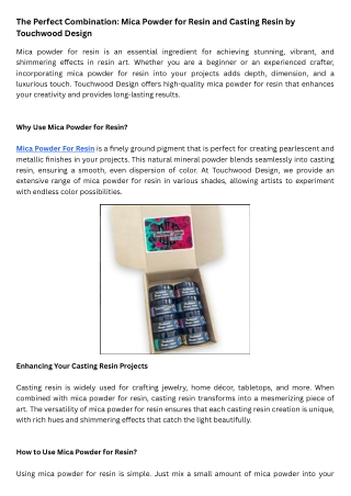 The Perfect Combination Mica Powder for Resin and Casting Resin by Touchwood Design
