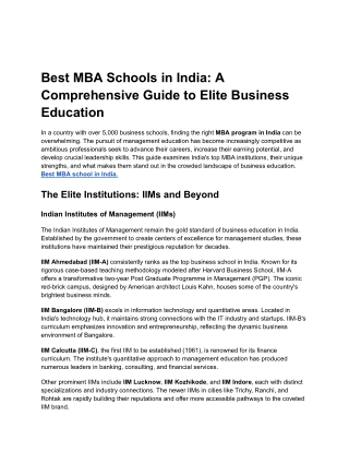 Best MBA Schools in India_ A Comprehensive Guide to Elite Business Education