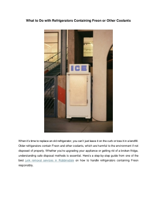 What to Do with Refrigerators Containing Freon or Other Coolants