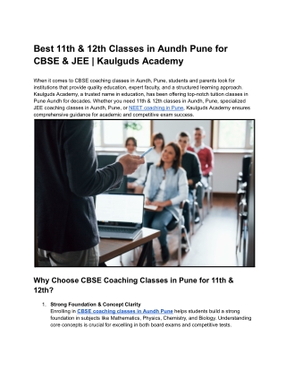 Best 11th & 12th Classes in Aundh Pune for CBSE & JEE _ Kaulguds Academy