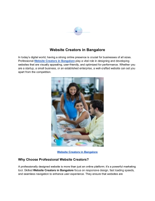 Website Creators in Bangalore