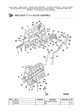 JCB JS220 XD Tracked Excavator Parts Catalogue Manual Instant Download (SN 01018001-01020001, 01202500-01204022, 0150330