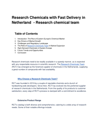Research Chemicals with Fast Delivery in Netherland