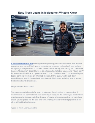 Truck Loan in Melbourne
