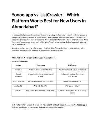 Yoooo.app vs. ListCrawler – Which Platform Works Best for New Users in Ahmedabad