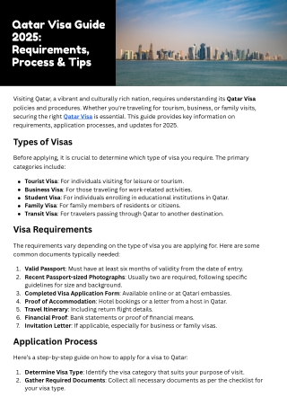 Qatar Visa Guide 2025 Requirements, Process & Tips