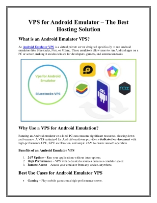 VPS for Android Emulator – The Best Hosting Solution