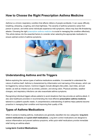 How to Choose the Right Prescription Asthma Medicine