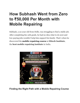how subhash went from zero to 50 000 per month