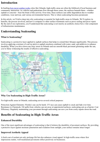 Why Sealcoating Is Essential for High-Traffic Areas in Orlando