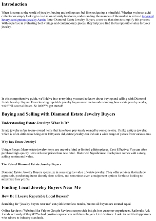 Buying and Selling with Diamond Estate Jewelry Buyers