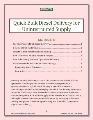 quick bulk diesel delivery for uninterrupted