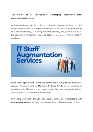 The Future of AI Development_ Leveraging Mindnotix’s Staff Augmentation Services