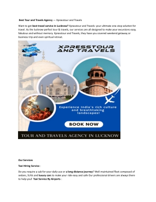 Best Tour and Travels Agency | Xpress tour and travels