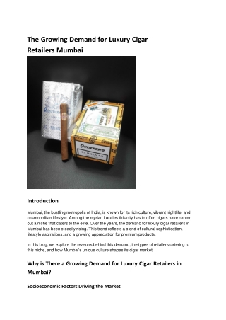 The Growing Demand for Luxury Cigar Retailers Mumbai