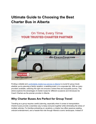 Ultimate Guide to Choosing the Best Charter Bus in Alberta