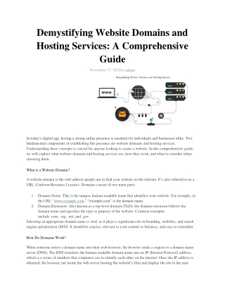 Demystifying Website Domains and Hosting Services
