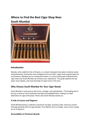 Where to Find the Best Cigar Shop Near South Mumbai