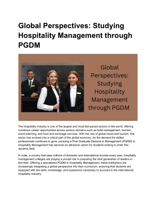 Global Perspectives_ Studying Hospitality Management through PGDM
