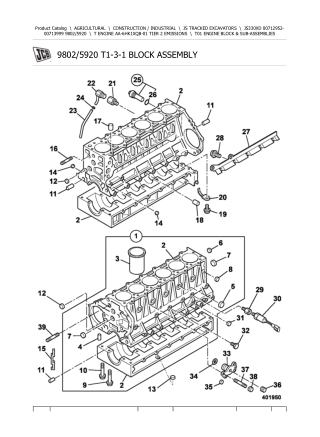 JCB JS330XD Tracked Excavator Parts Catalogue Manual Instant Download (SN 00712952-00713999)