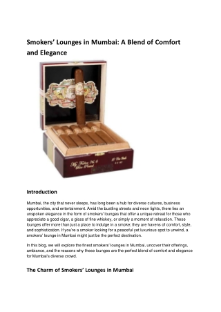 Smokers’ Lounges in Mumbai_ A Blend of Comfort and Elegance