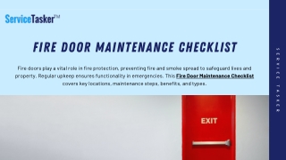 Fire Door Maintenance Checklist | ServiceTasker™
