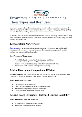 excavators in action understanding their types