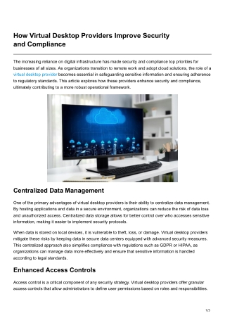 How Virtual Desktop Providers Improve Security andCompliance