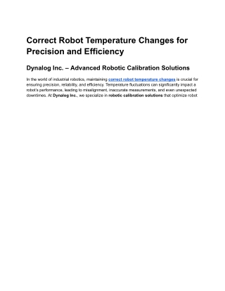 Correct Robot Temperature Changes for Precision and Efficiency