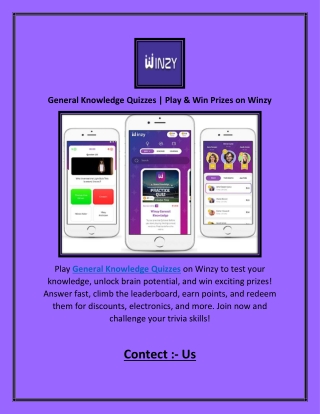 general knowledge quizzes play win prizes on winzy