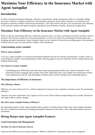 maximize your efficiency in the insurance market