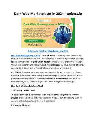 dark web marketplaces in 2024 torbest io