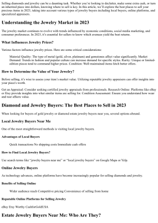 Diamond and Jewelry Buyers: The Best Places to Sell in 2023