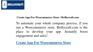 Create App For Woocommerce Store  Brillocraft.com