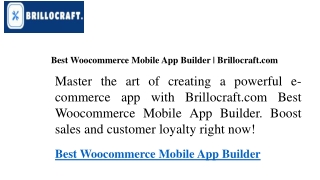 Best Woocommerce Mobile App Builder  Brillocraft.com