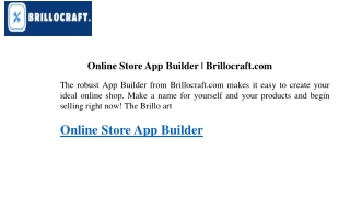 Online Store App Builder  Brillocraft.com